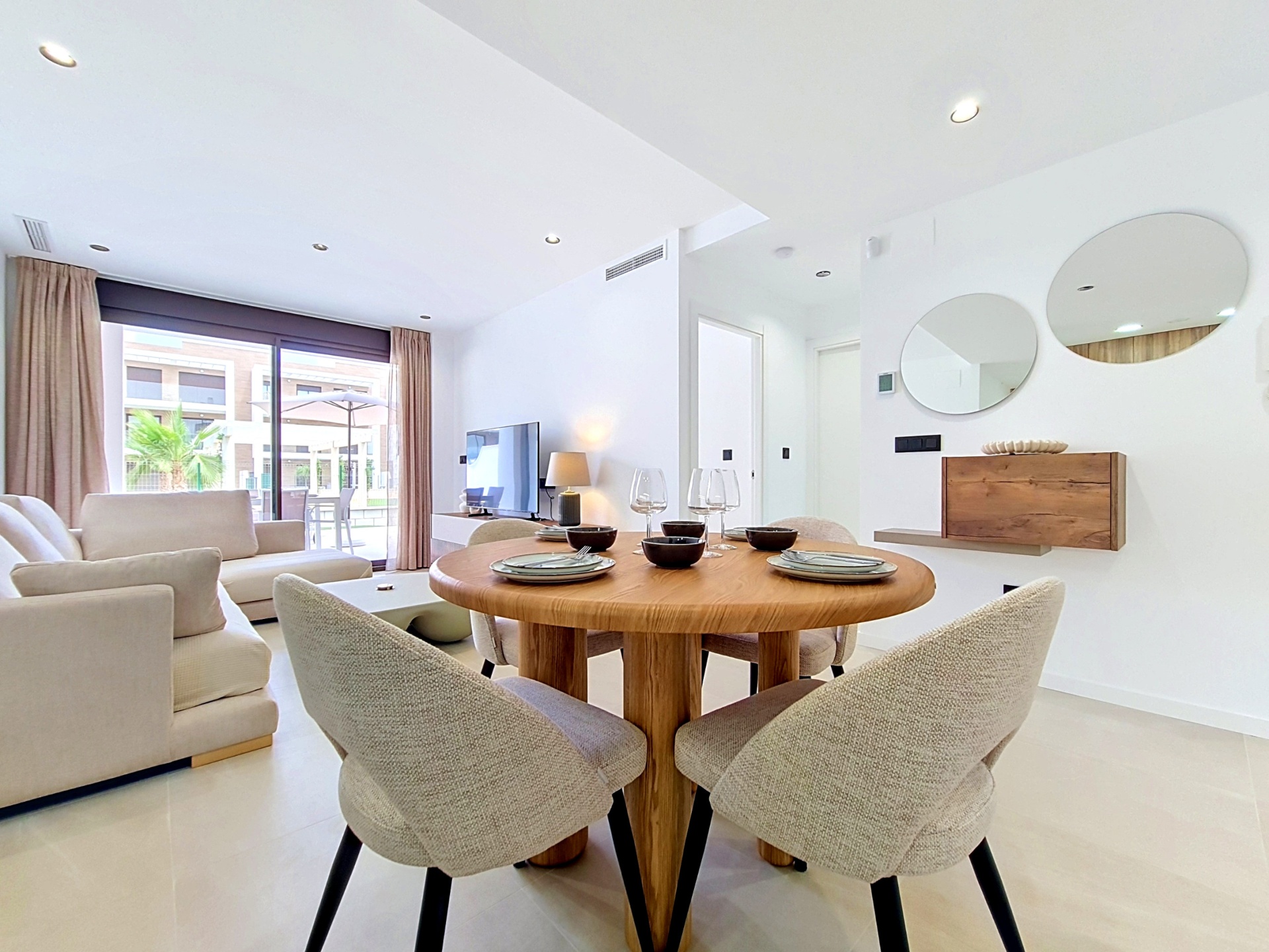 Kitchen and dining area viewed from the breakfast bar