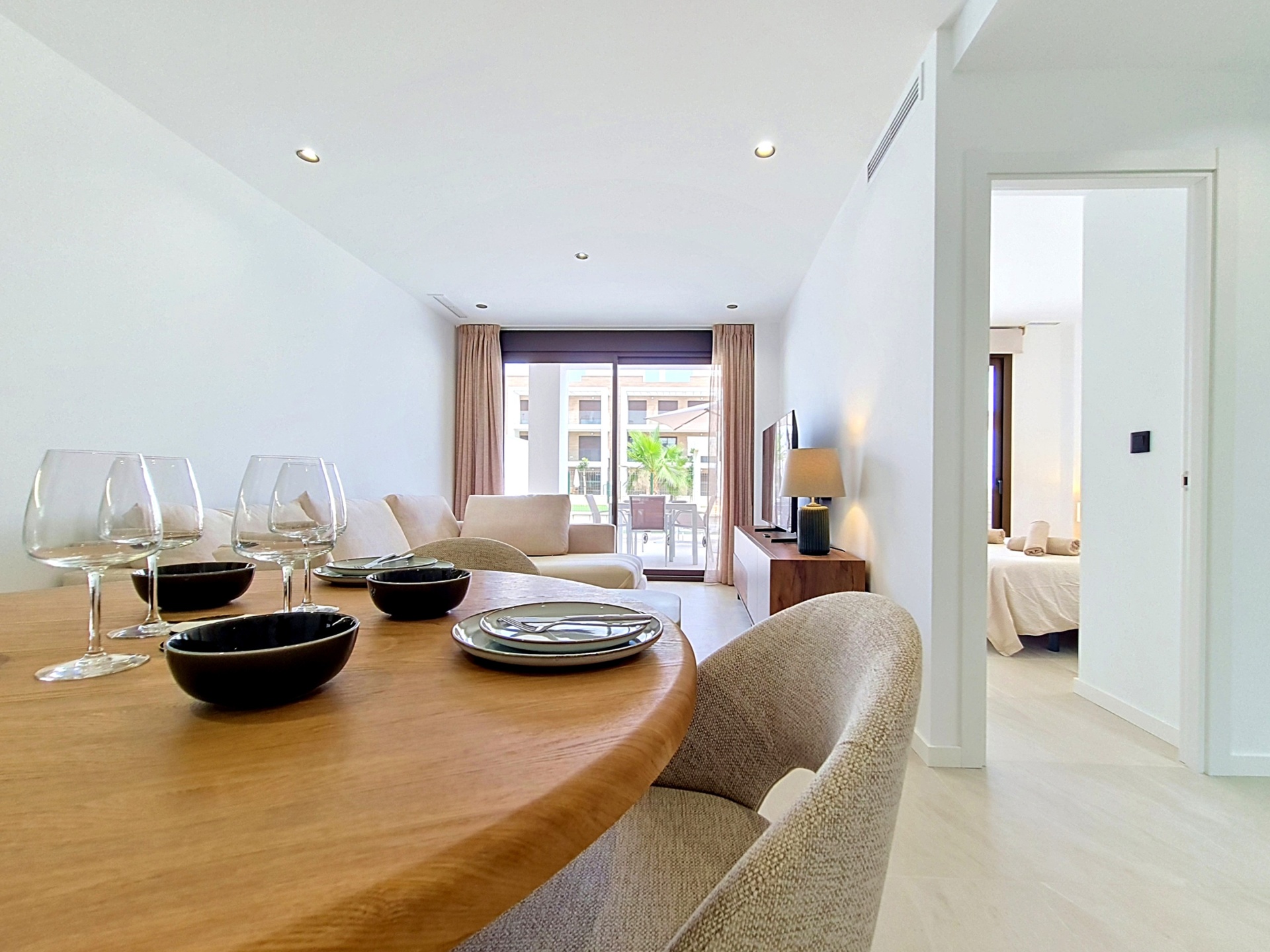 Modern kitchen with breakfast bar and built-in oven